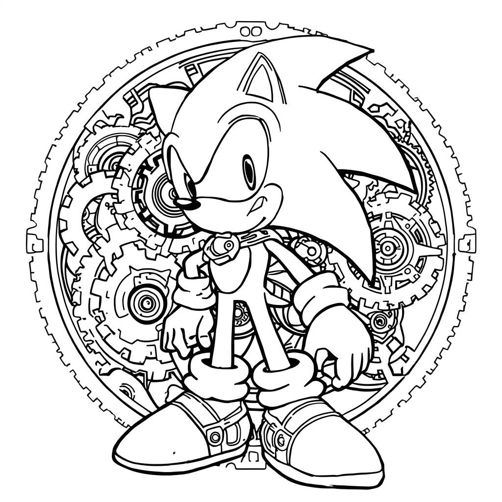 Página para colorear de estilo Sonic Steampunk