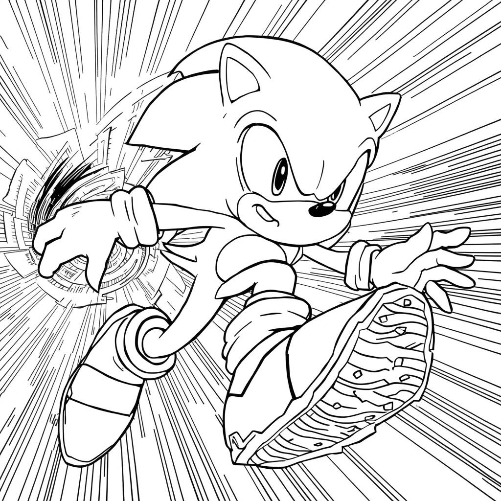 Desenho do Sonic em Ação para Colorir