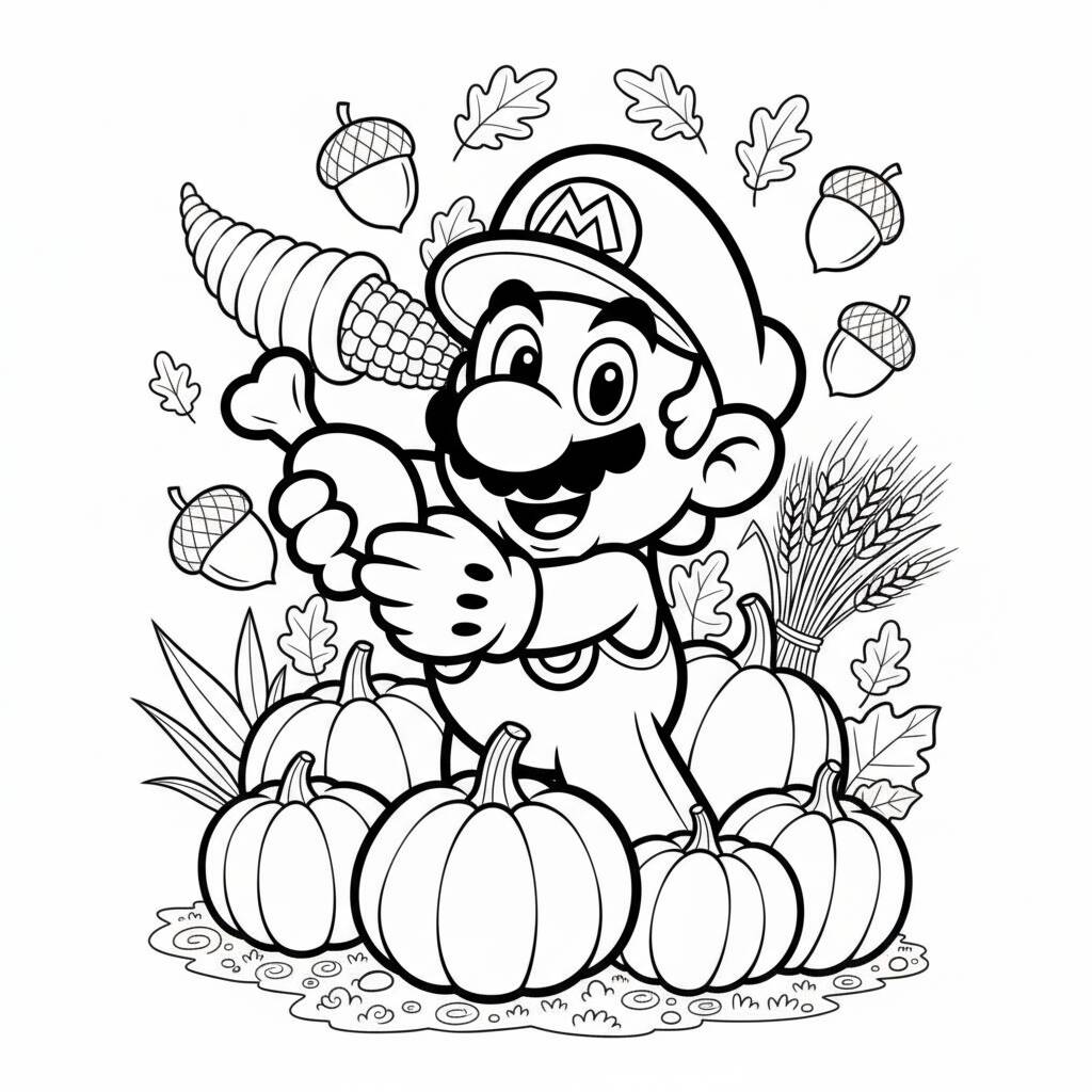 Desenho do Super Mario com sorvete para colorir