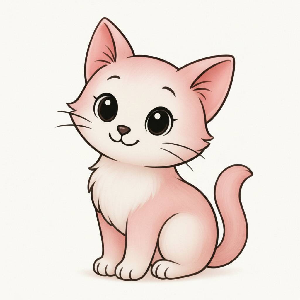 Desenho fácil de um gato fofo para colorir