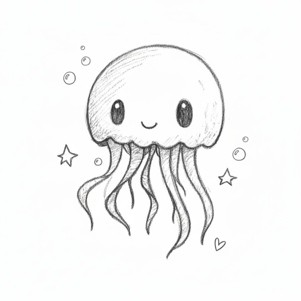 Desenho fofo de água-viva para colorir