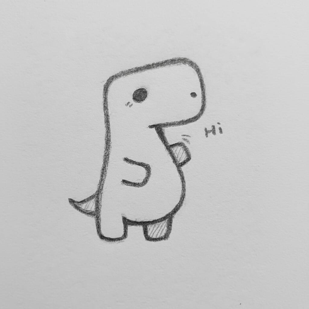 Desenho fofo de dinossauro sorridente para colorir