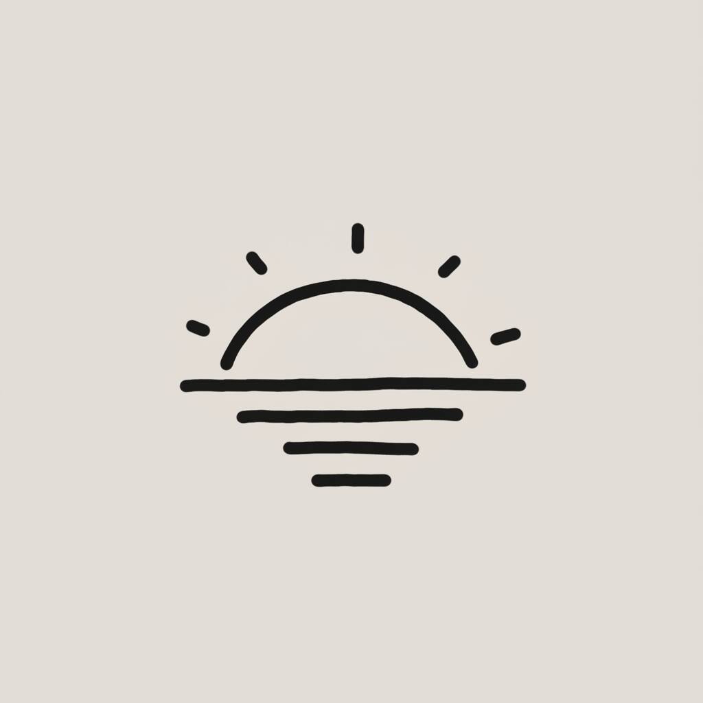 Desenho minimalista de pôr do sol para colorir