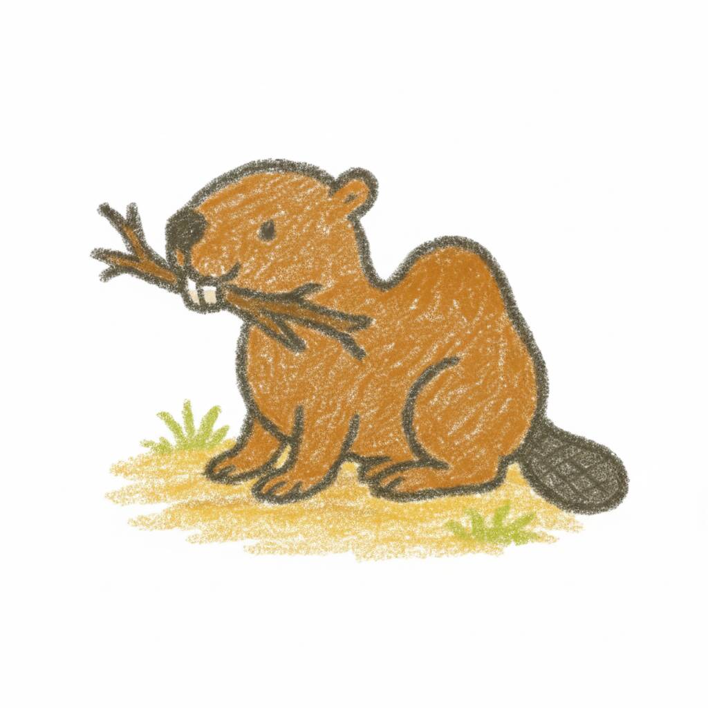 Desenhos Fofos de Animais: desenho de castor para desenhar