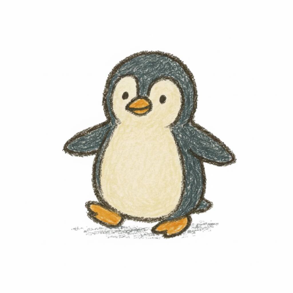 Desenhos Fofos de Animais: desenho de pinguim para desenhar