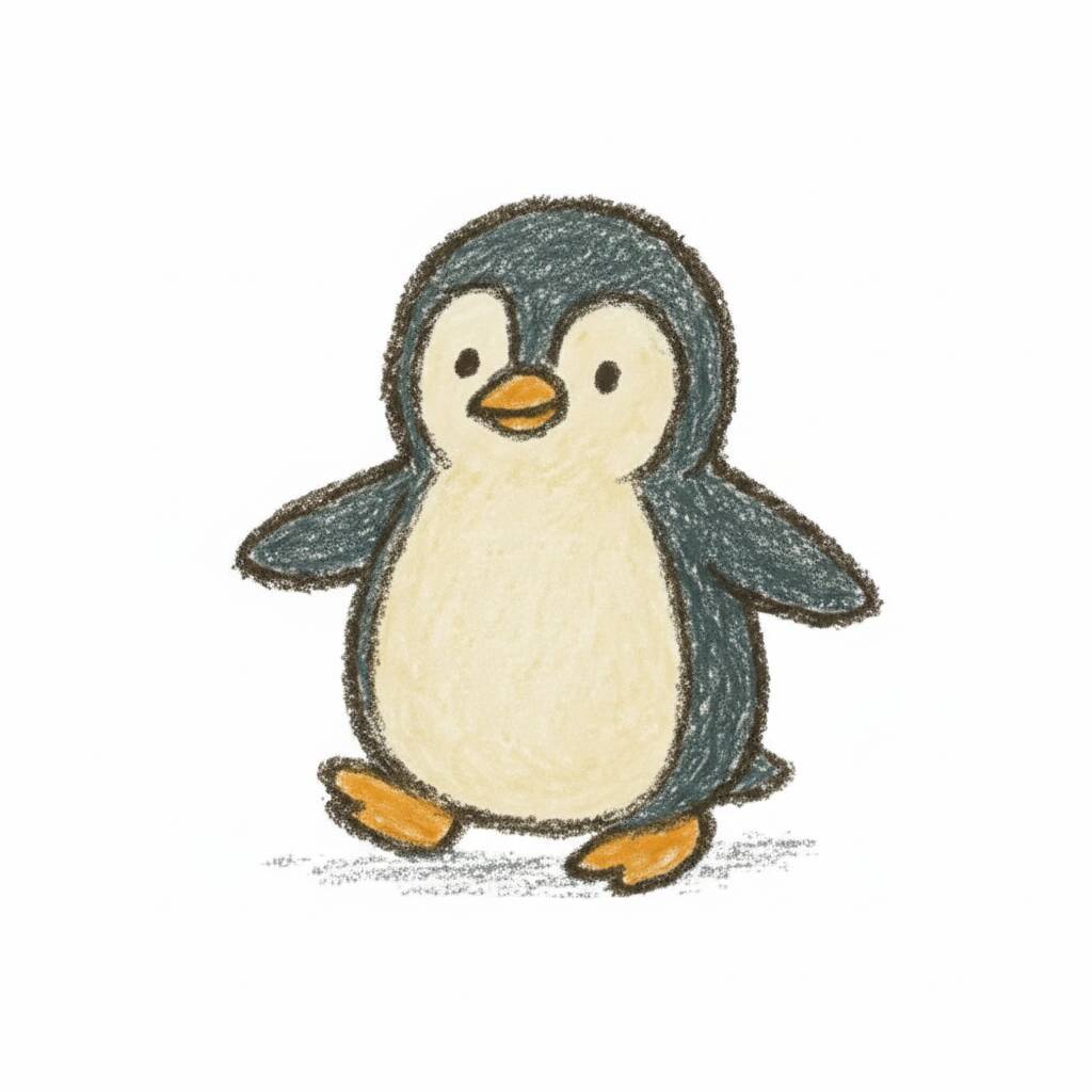 Desenhos Fofos de Animais: desenho de pinguim para desenhar