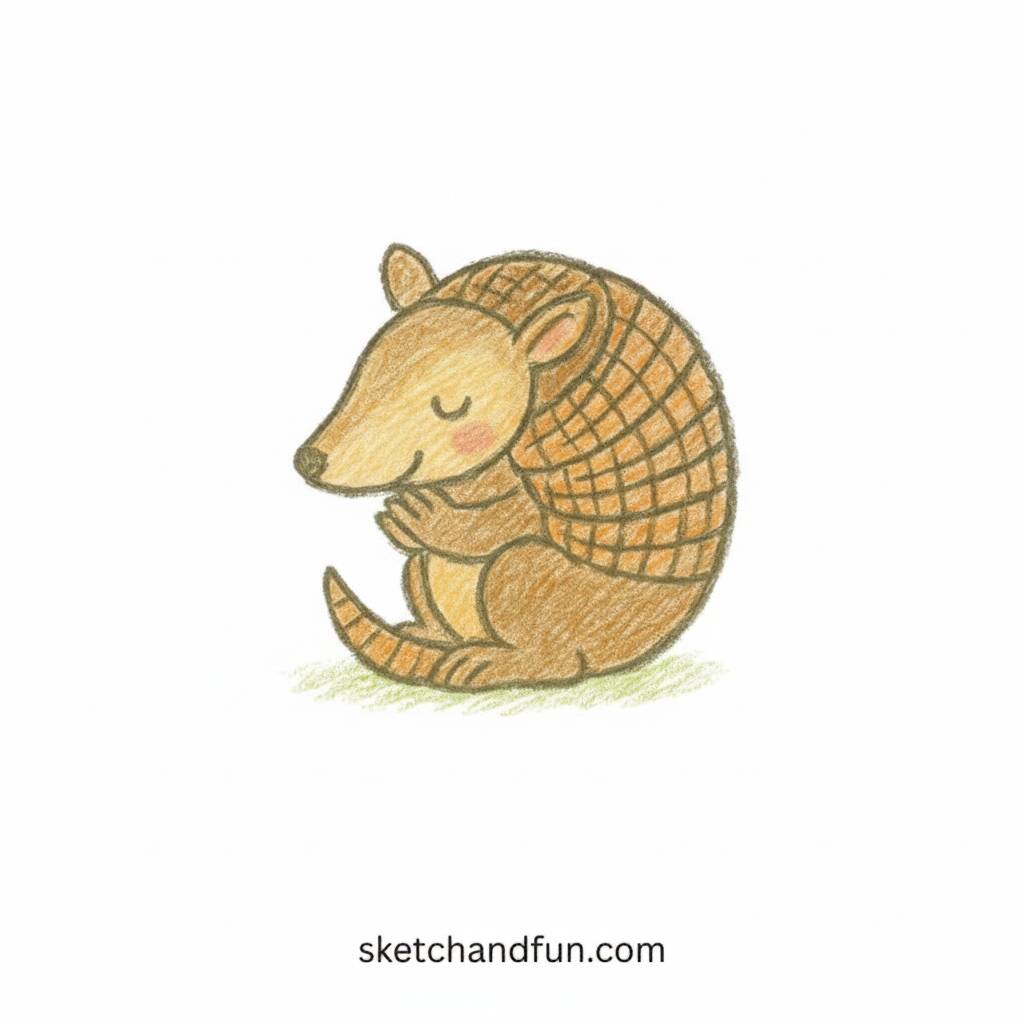 Desenhos Fofos de Animais: desenho de tatu fofo para desenhar