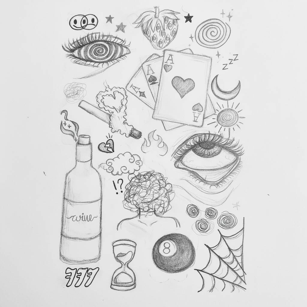 Desenhos criativos de símbolos e objetos variados para desenhar