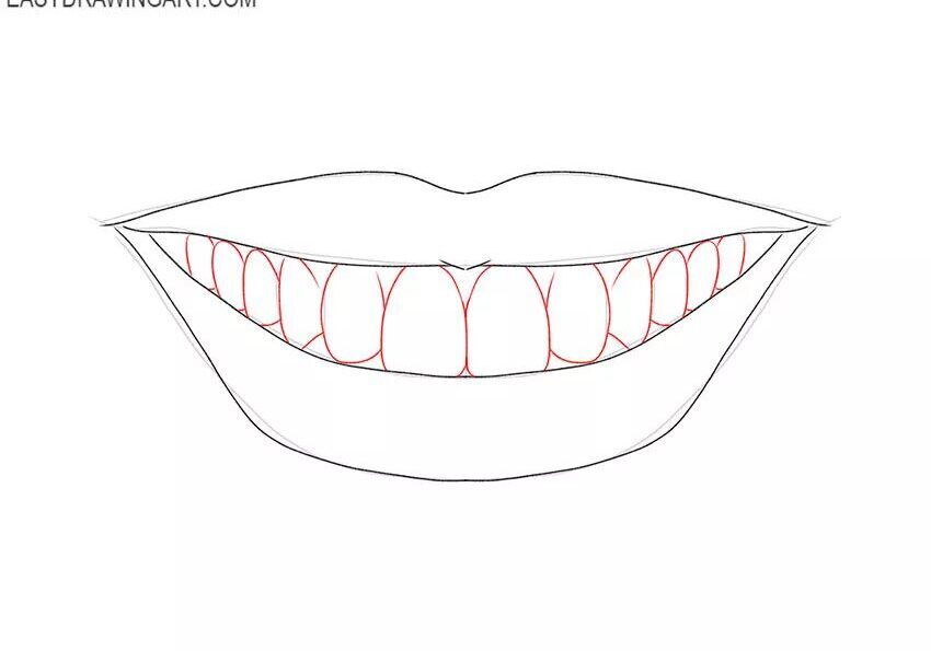 Cómo dibujar dientes – Tutorial de dibujo paso a paso – Paso 7