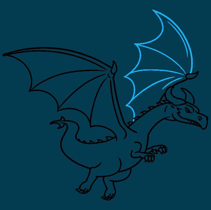 Como Desenhar Dragão Voando – Passo a Passo Fácil – Passo 9