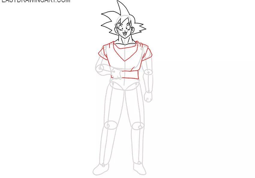 Como Desenhar o Goku – Tutorial de Desenho Passo a Passo – Passo 8