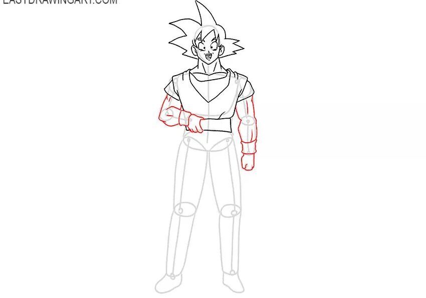 Como Desenhar o Goku – Tutorial de Desenho Passo a Passo – Passo 9
