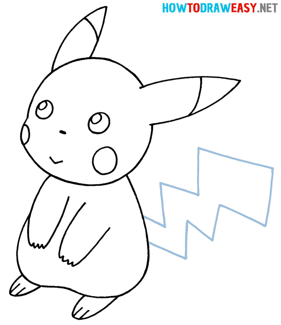 Como Desenhar o Pikachu – Tutorial de desenho Passo a Passo – Passo 7