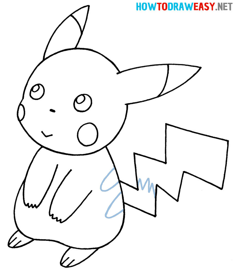 Como Desenhar o Pikachu – Tutorial de desenho Passo a Passo – Passo 8
