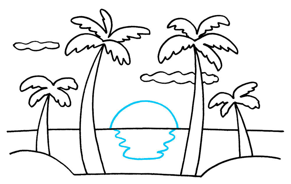 Como Desenhar o Pôr do Sol – Passo a Passo – Passo 7