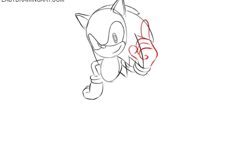 Como Desenhar o Sonic the Hedgehog – Tutorial de Desenho Passo a Passo – Passo 8