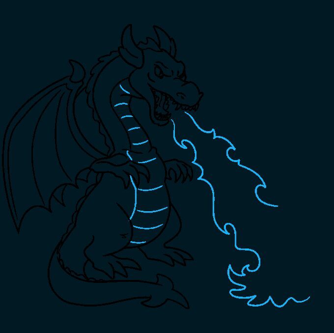 Como Desenhar um Dragão cuspindo fogo – Passo 8