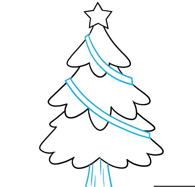 Cómo dibujar un árbol de Navidad paso a paso – Paso 4