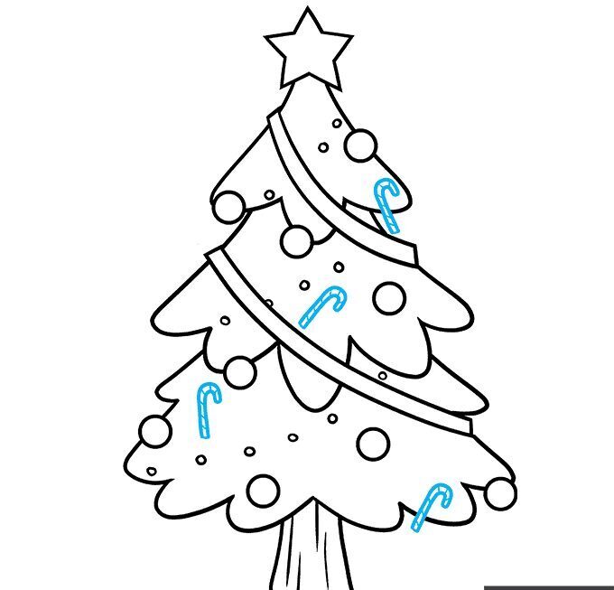 Cómo dibujar un árbol de Navidad paso a paso – Paso 7