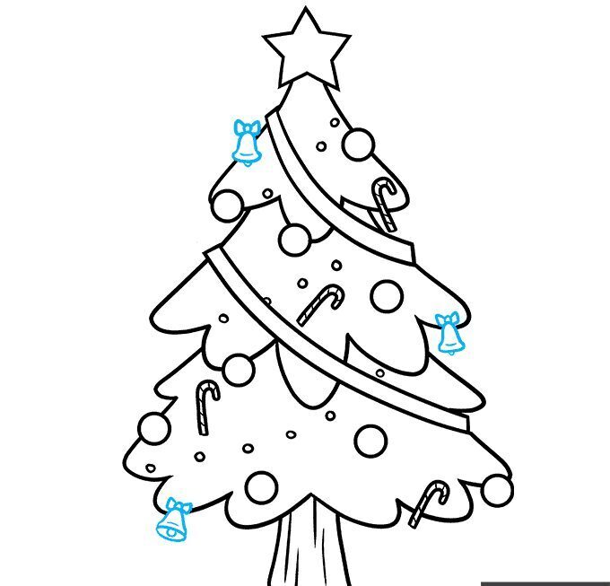Cómo dibujar un árbol de Navidad paso a paso – Paso 8