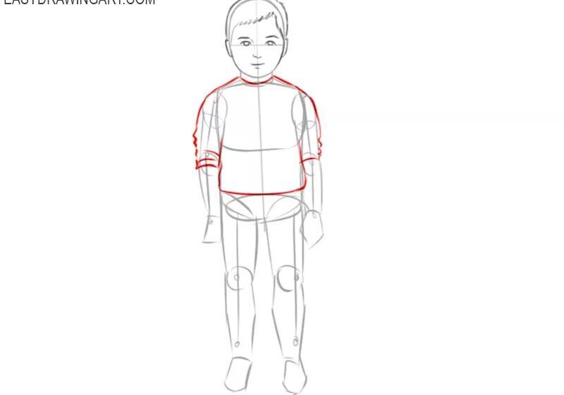 Cómo dibujar un niño (Niño) – Tutorial de dibujo paso a paso – Paso 7